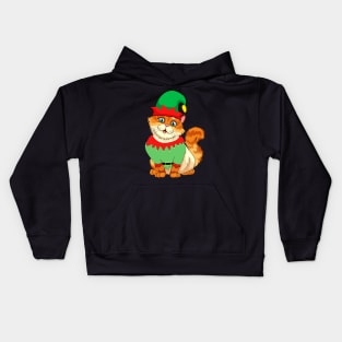 Cat In Elf Costume Christmas Kids Hoodie